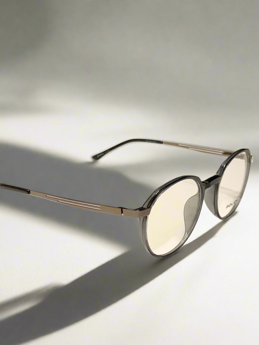 Black and Light Grey Metal Glasses-Uv Polarized Lenses