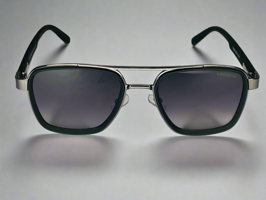 Lacoste Heritage Black– Dual Tone Square Sunglasses with Signature Arms