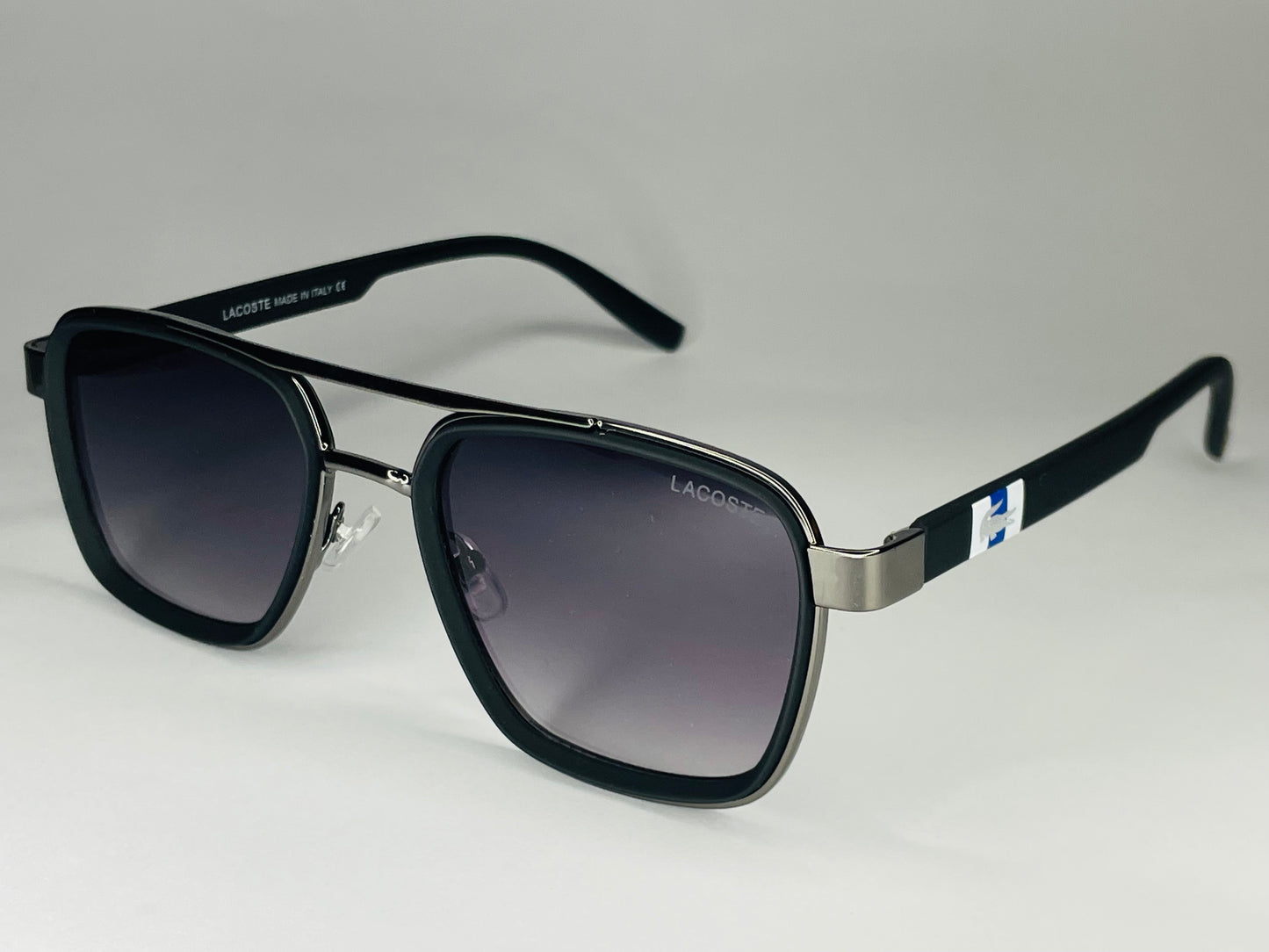 Lacoste Heritage Black– Dual Tone Square Sunglasses with Signature Arms