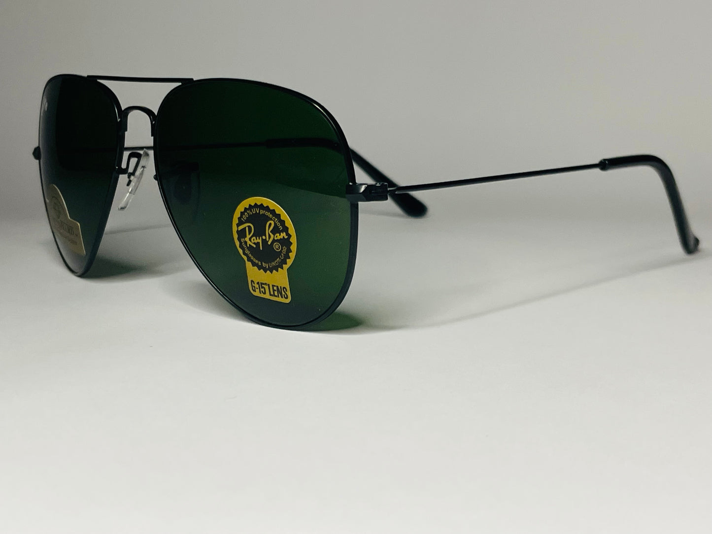 Ray ban Aviatar Sunglasses-UV Polarized Lenses-G15 Lenses-Black frame Green Lenses.