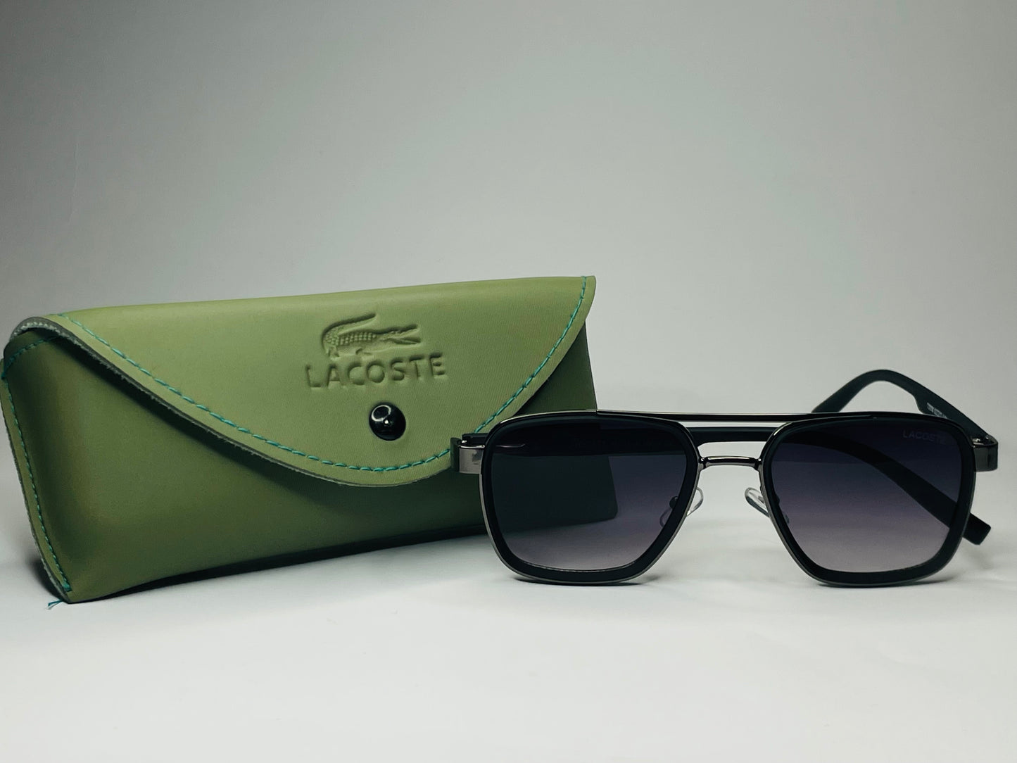 Lacoste Heritage Black–            Dual Tone Square Sunglasses     with Signature Arms