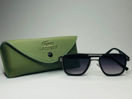 Lacoste Heritage Black–            Dual Tone Square Sunglasses     with Signature Arms