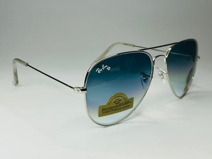 Ray-ban Aviatar Sunglasses UV Polarized G15-Lenses Silver Frame with Blue Lenses