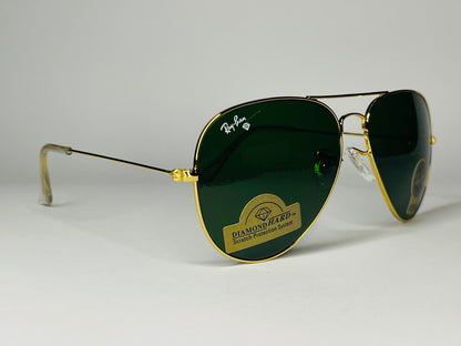 Ray ban Aviatar Sunglasses-UV Polarized Lenses-G15 Lenses-Golden Frame Green Lenses
