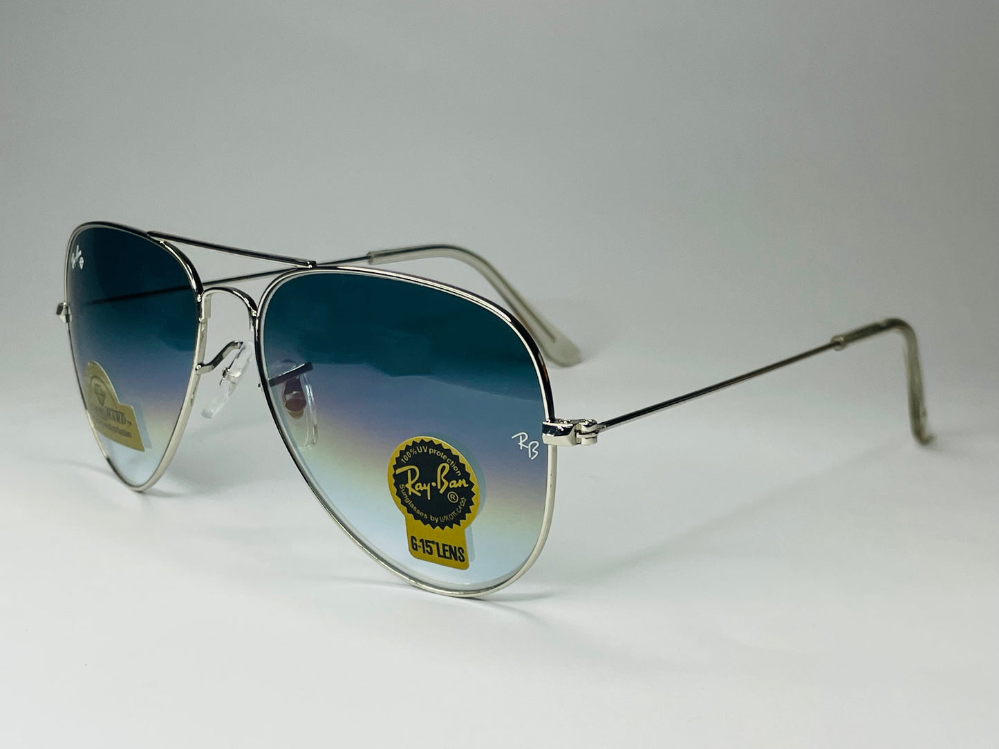 Ray-ban Aviatar Sunglasses UV Polarized G15-Lenses Silver Frame with Blue Lenses