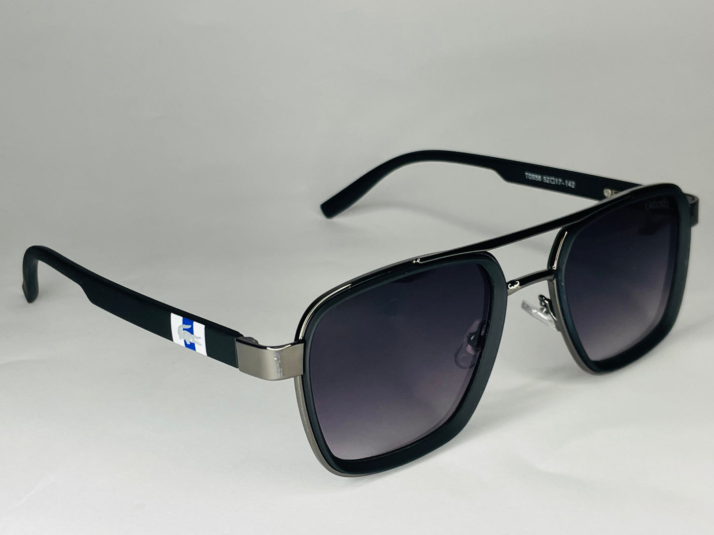 Lacoste Heritage Black–            Dual Tone Square Sunglasses     with Signature Arms