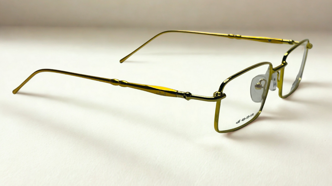 Well Well Dark Golden Metal Frame Glasses