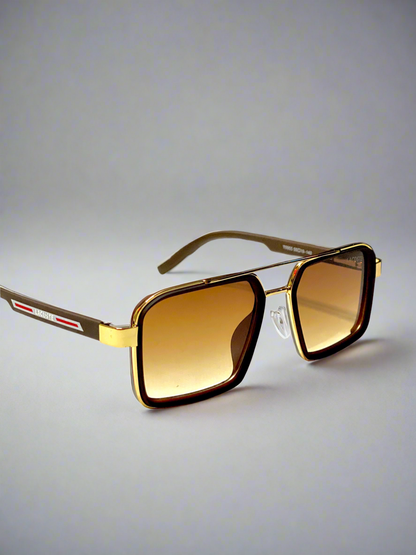Lacoste Heritage Gold –            Dual Tone Square Sunglasses     with Signature Arms