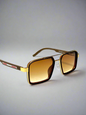 Lacoste Heritage Gold –            Dual Tone Square Sunglasses     with Signature Arms