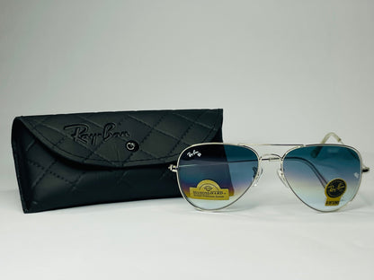 Ray-ban Aviatar Sunglasses UV Polarized G15-Lenses Silver Frame with Blue Lenses