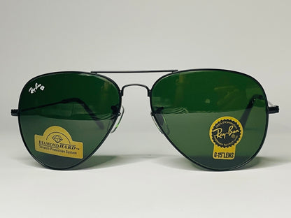 Ray ban Aviatar Sunglasses-UV Polarized Lenses-G15 Lenses-Black frame Green Lenses.