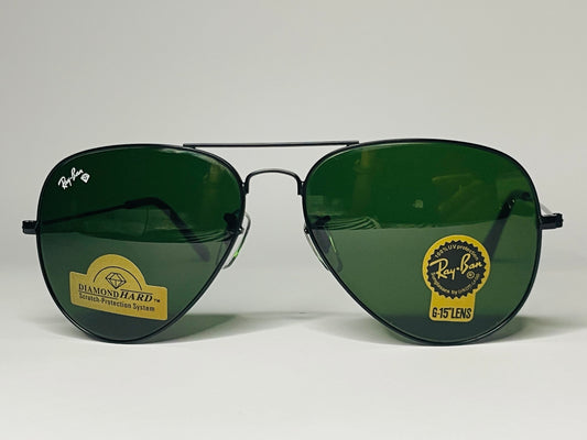 Ray ban Aviatar Sunglasses-UV Polarized Lenses-G15 Lenses-Black frame Green Lenses.