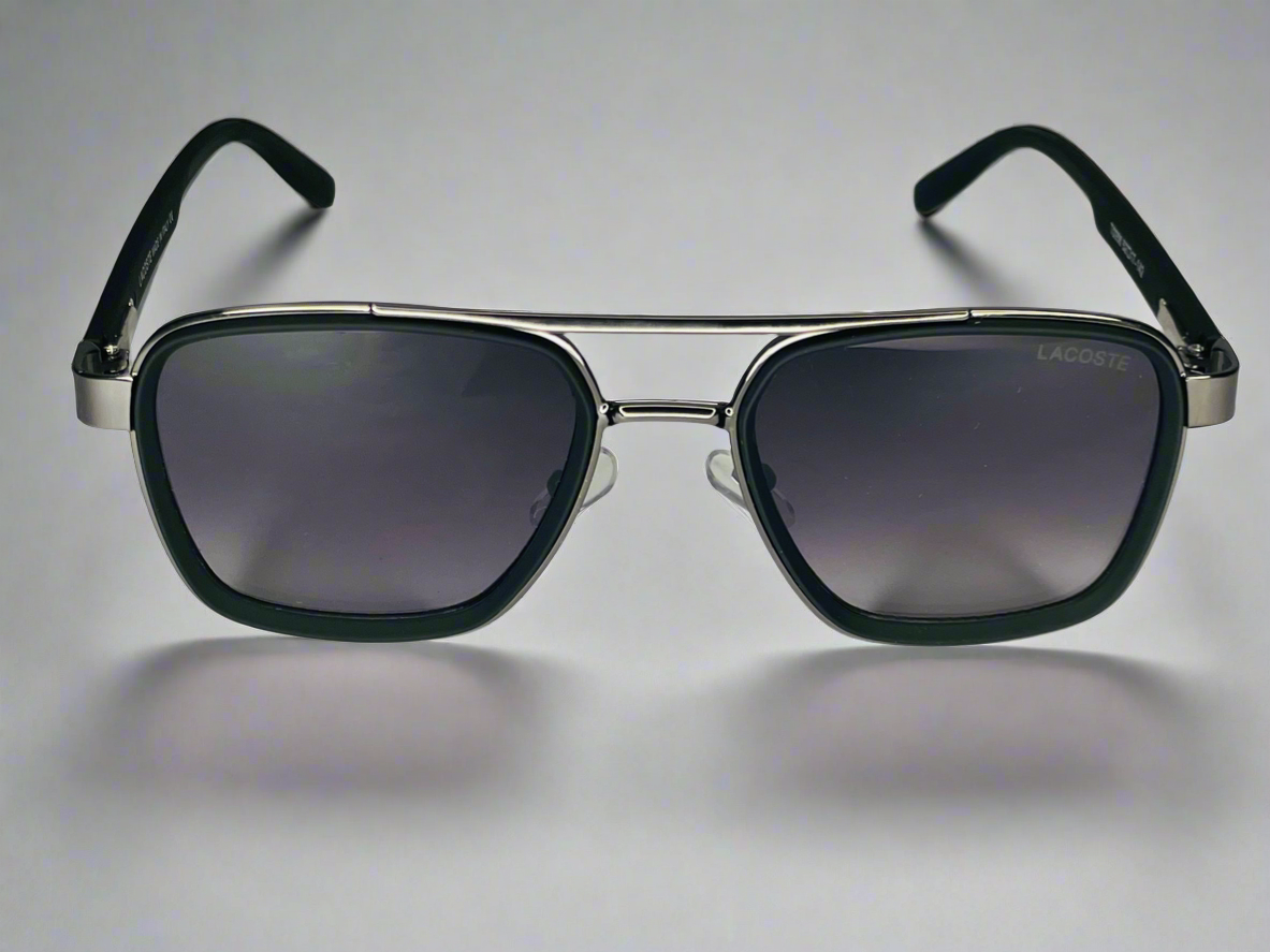 Lacoste Heritage Black–            Dual Tone Square Sunglasses     with Signature Arms