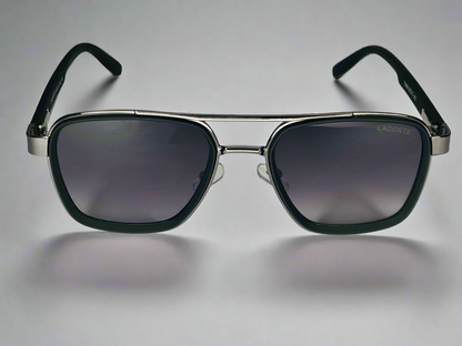 Lacoste Heritage Black–            Dual Tone Square Sunglasses     with Signature Arms