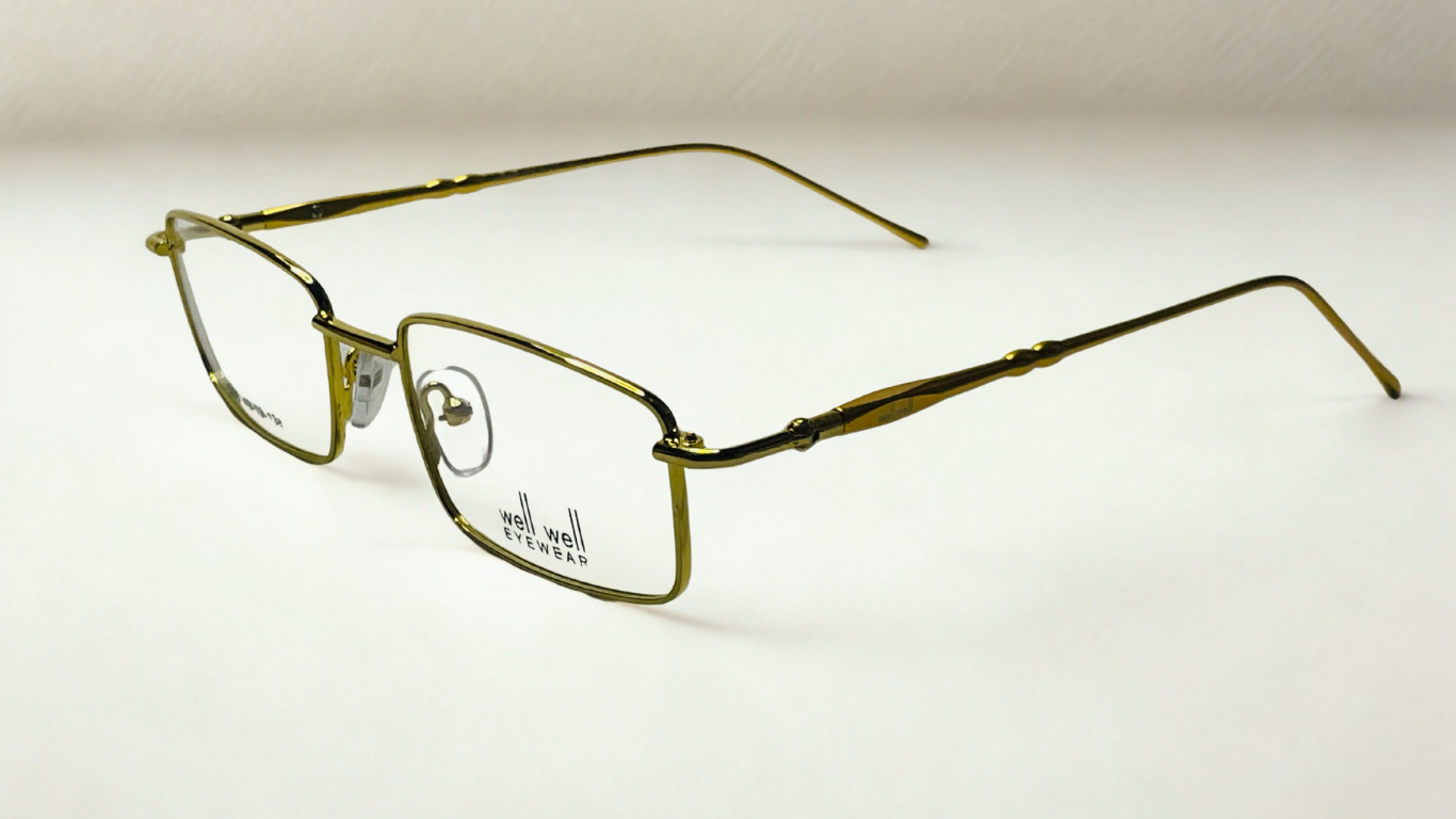Well Well Dark Golden Metal Frame Glasses