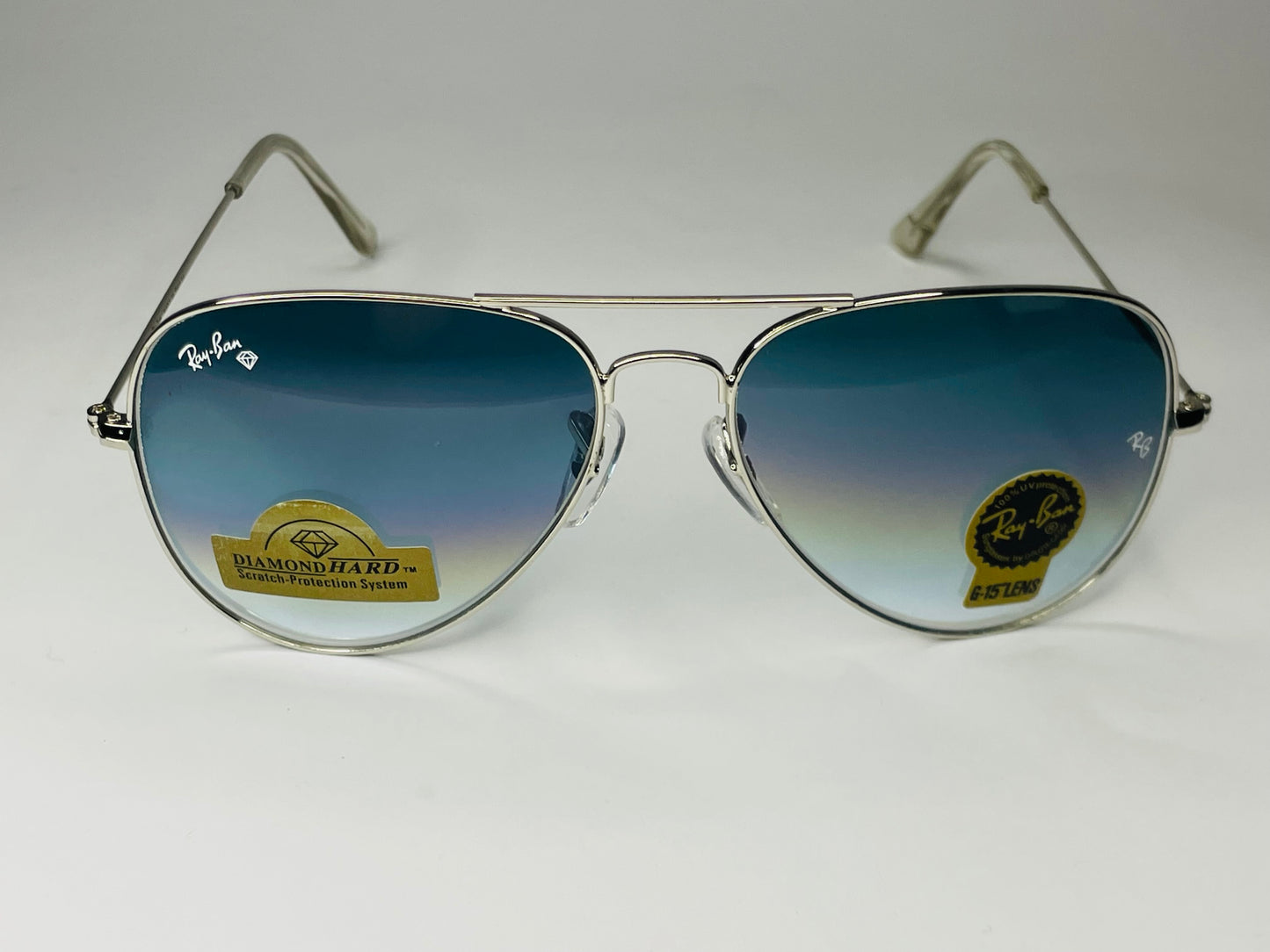Ray-ban Aviatar Sunglasses UV Polarized G15-Lenses Silver Frame with Blue Lenses