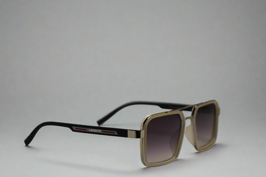 Lacoste Heritage White–            Dual Tone Square Sunglasses     with Signature Arms