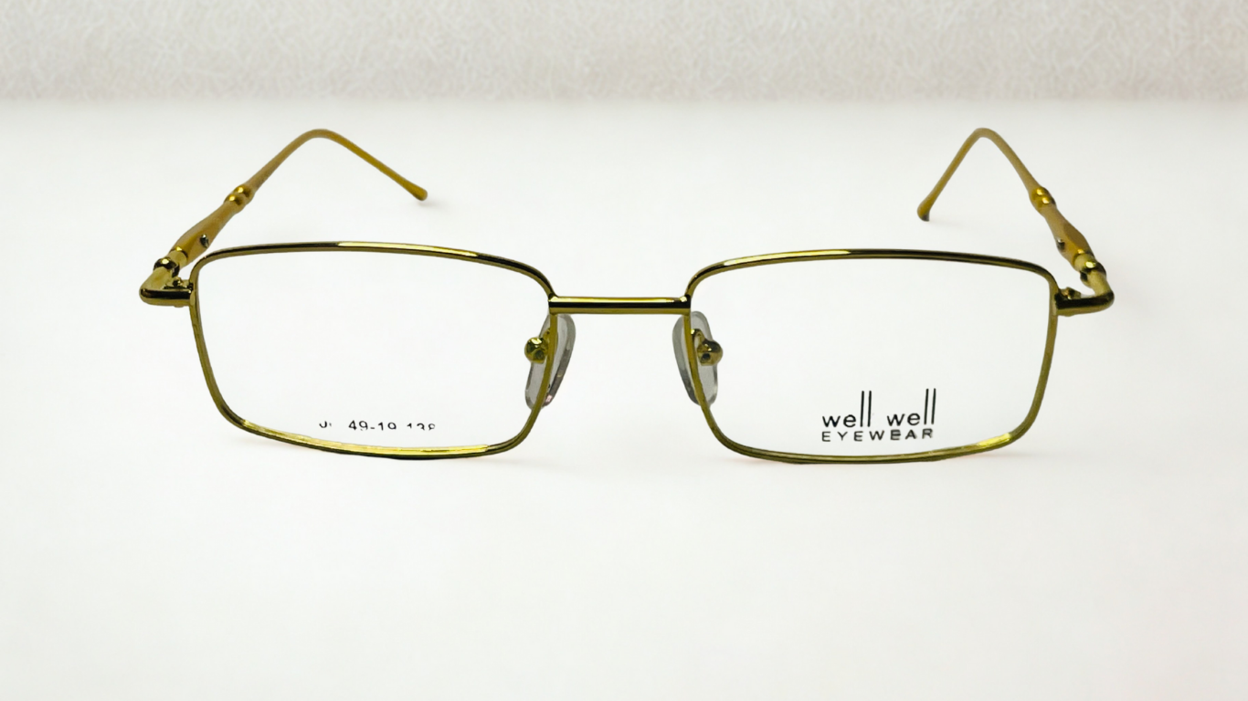 Well Well Dark Golden Metal Frame Glasses