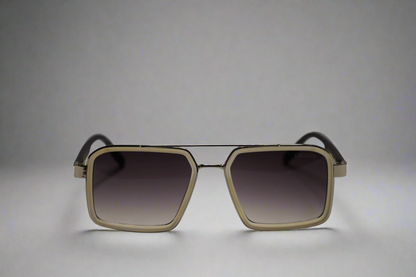 Lacoste Heritage White–            Dual Tone Square Sunglasses     with Signature Arms