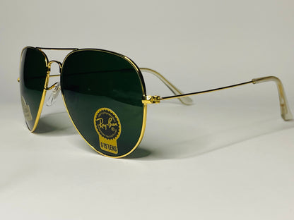 Ray ban Aviatar Sunglasses-UV Polarized Lenses-G15 Lenses-Golden Frame Green Lenses