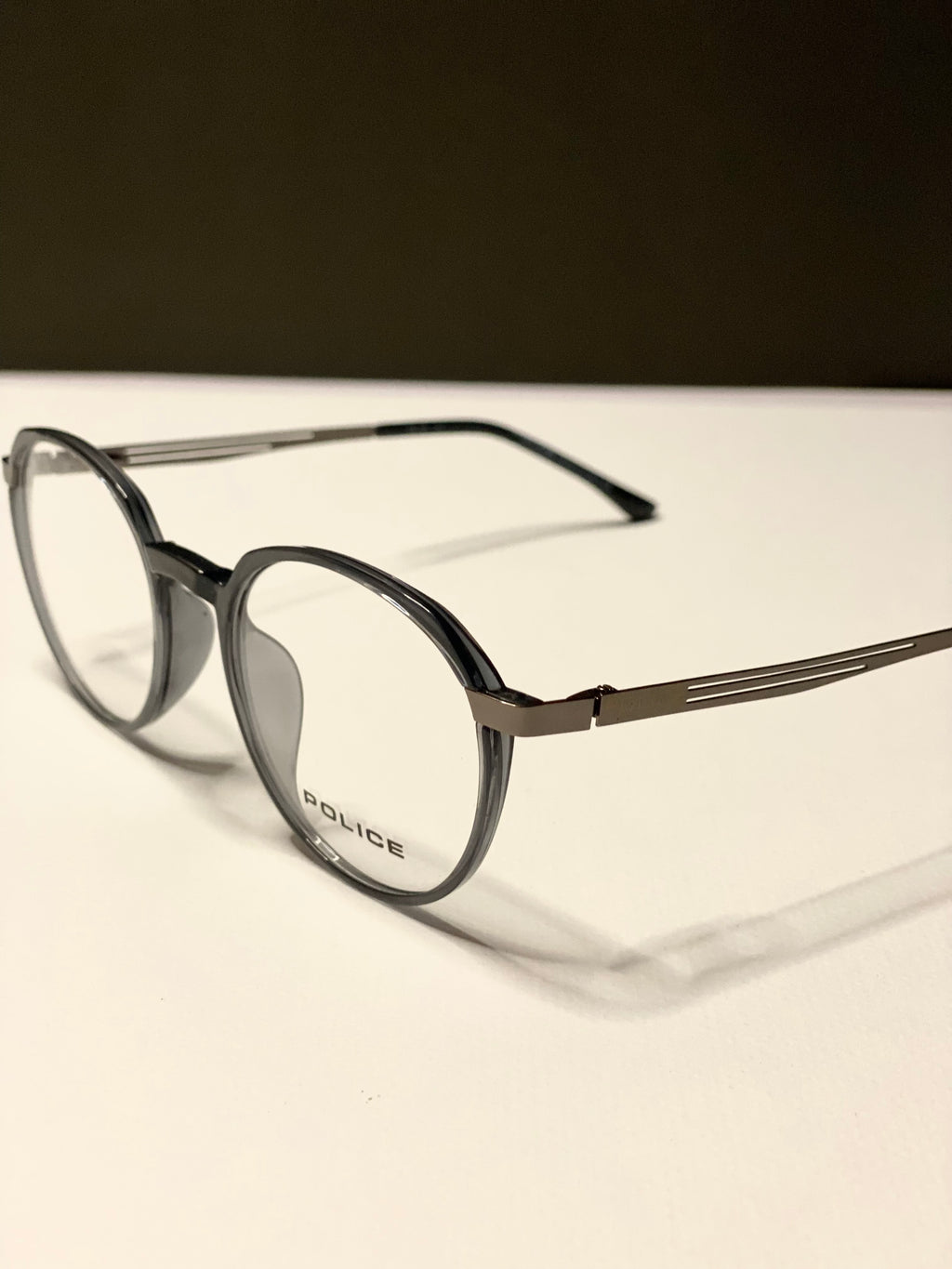Black and Light Grey Metal Frame Glasses