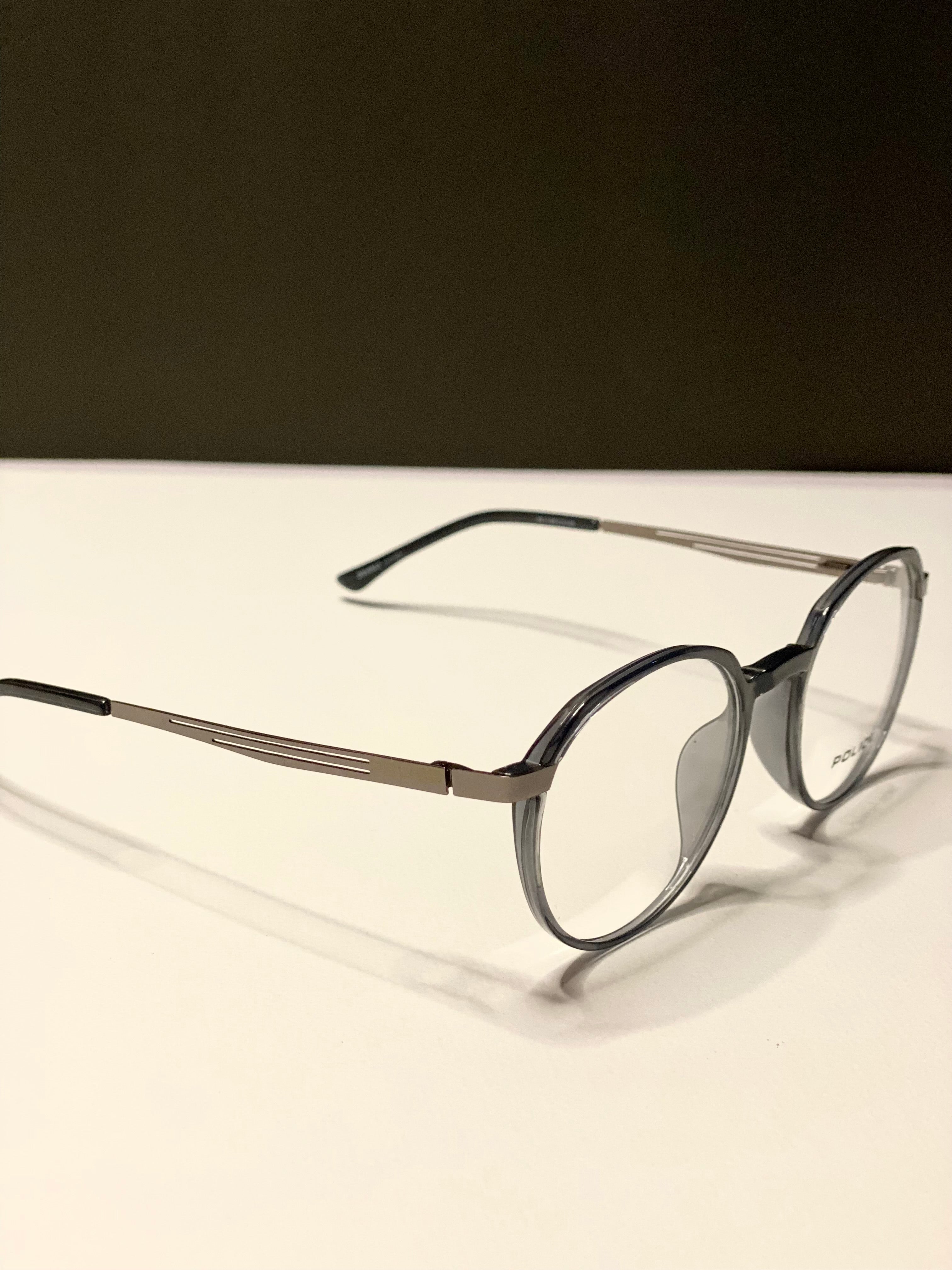 Black and Light Grey Metal Frame Glasses