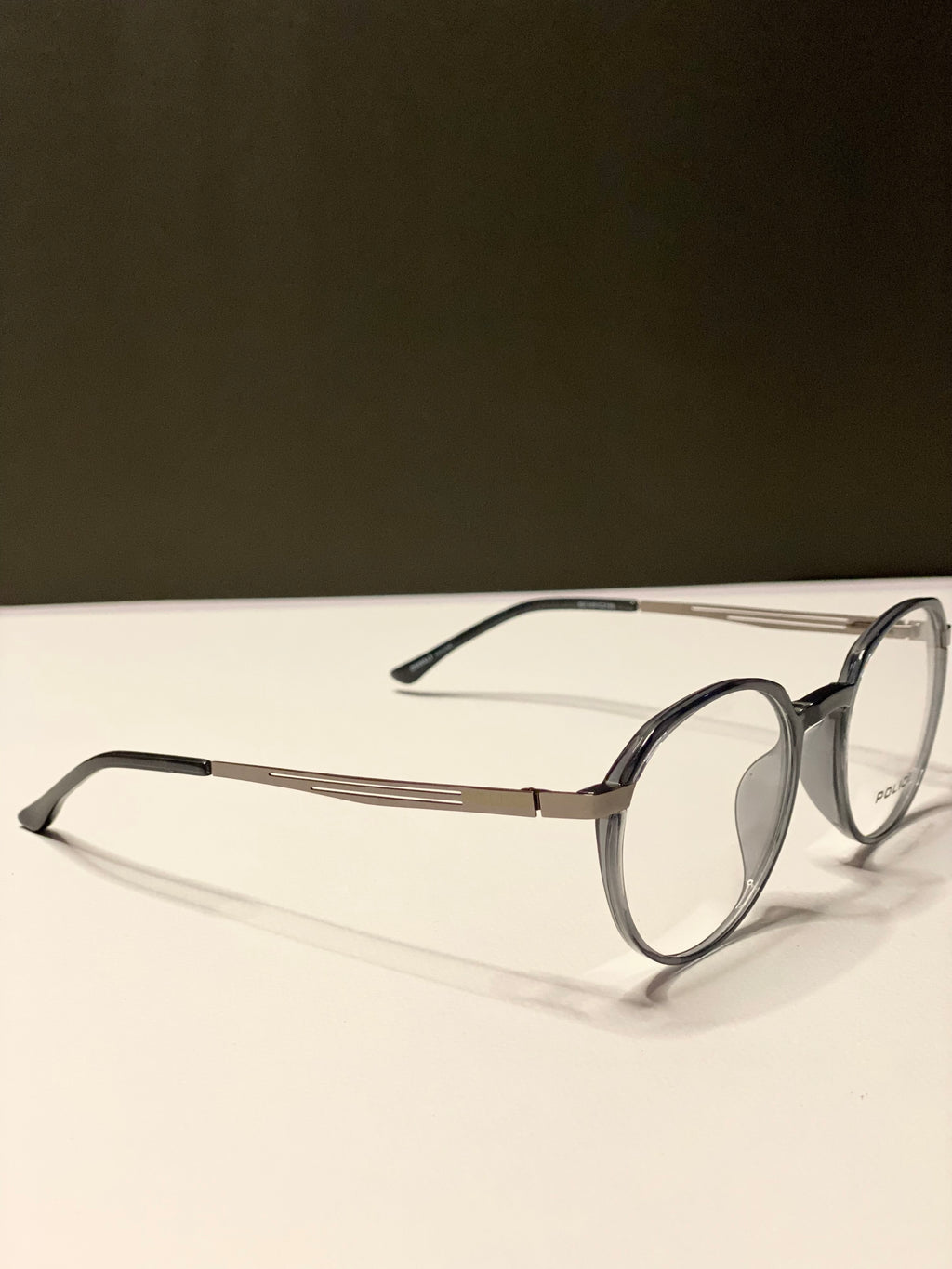 Black and Light Grey Metal Frame Glasses