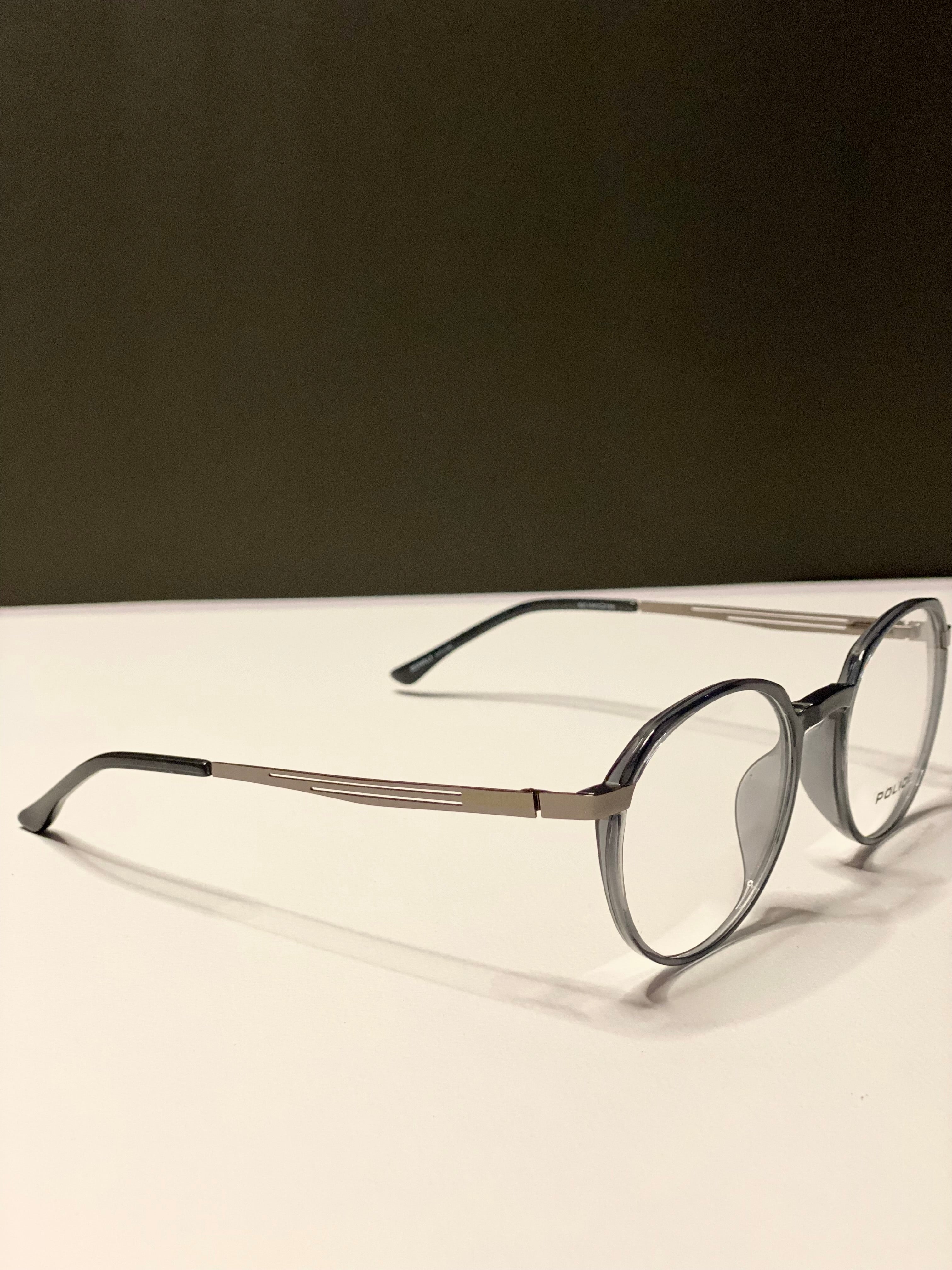 Black and Light Grey Metal Frame Glasses