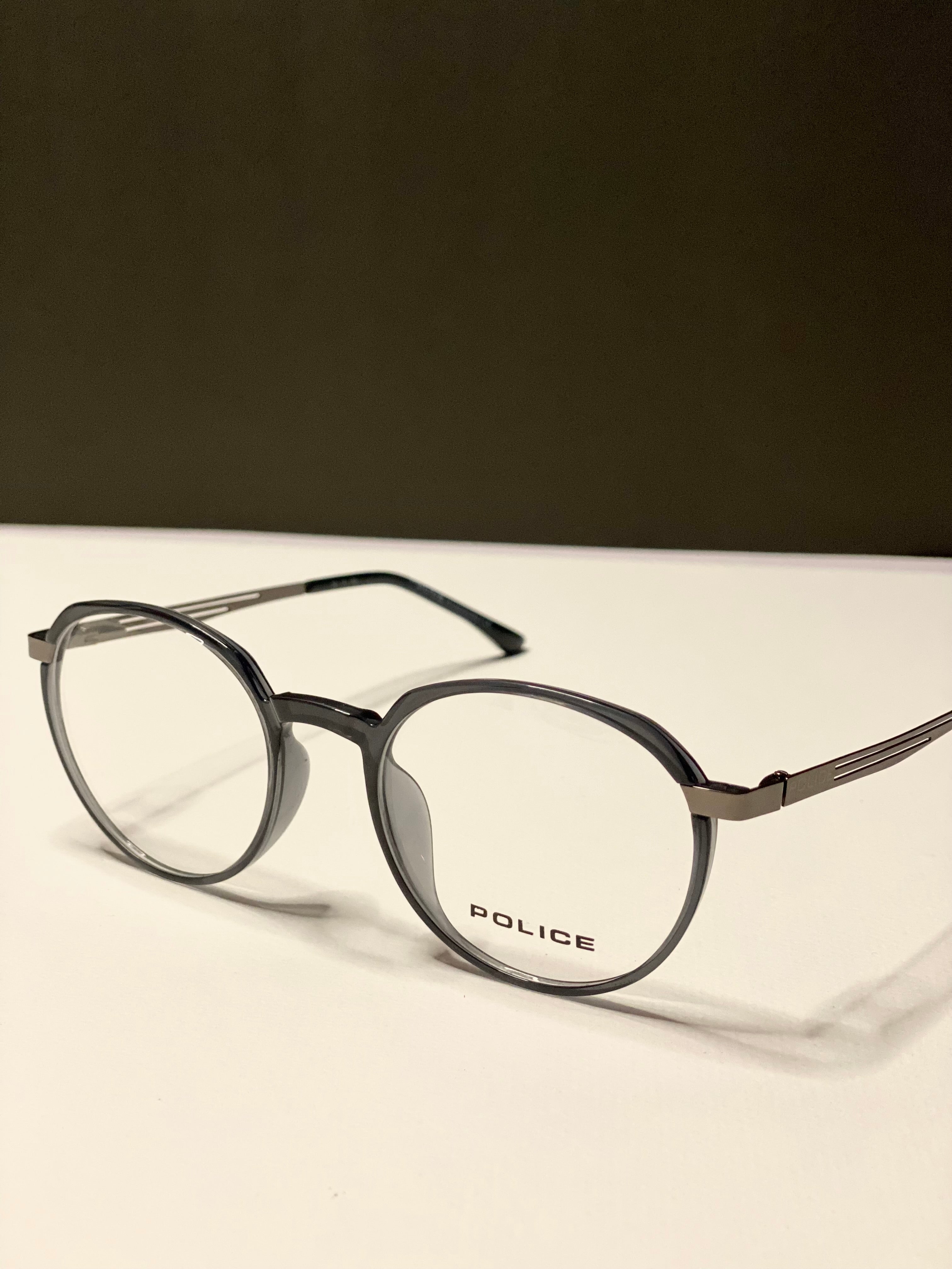 Black and Light Grey Metal Frame Glasses