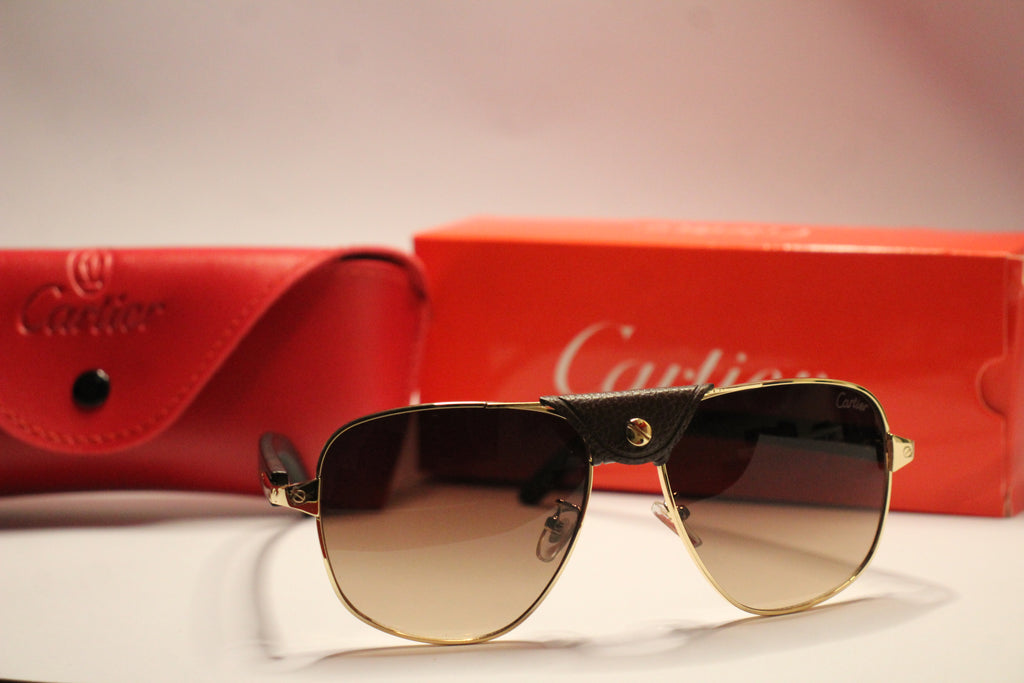 Cartier Gold Aviator Sunglasses – Leather button strap Edition