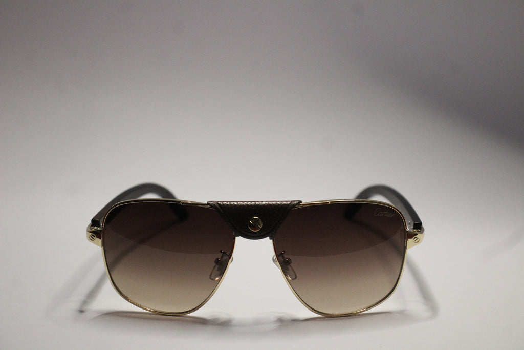 Cartier Gold Aviator Sunglasses – Leather button strap Edition