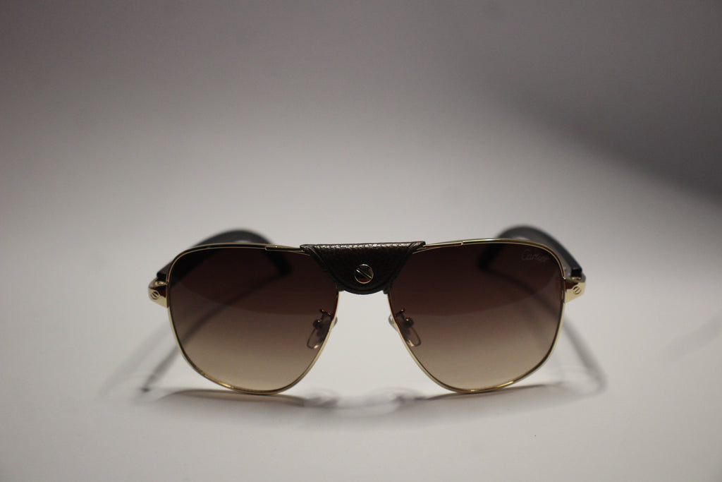 Cartier Gold Aviator Sunglasses – Leather button strap Edition