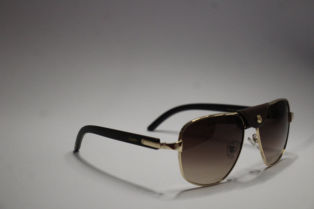 Cartier Gold Aviator Sunglasses – Leather button strap Edition
