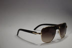 Cartier Gold Aviator Sunglasses – Leather button strap Edition