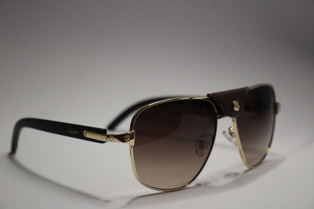 Cartier Gold Aviator Sunglasses – Leather button strap Edition