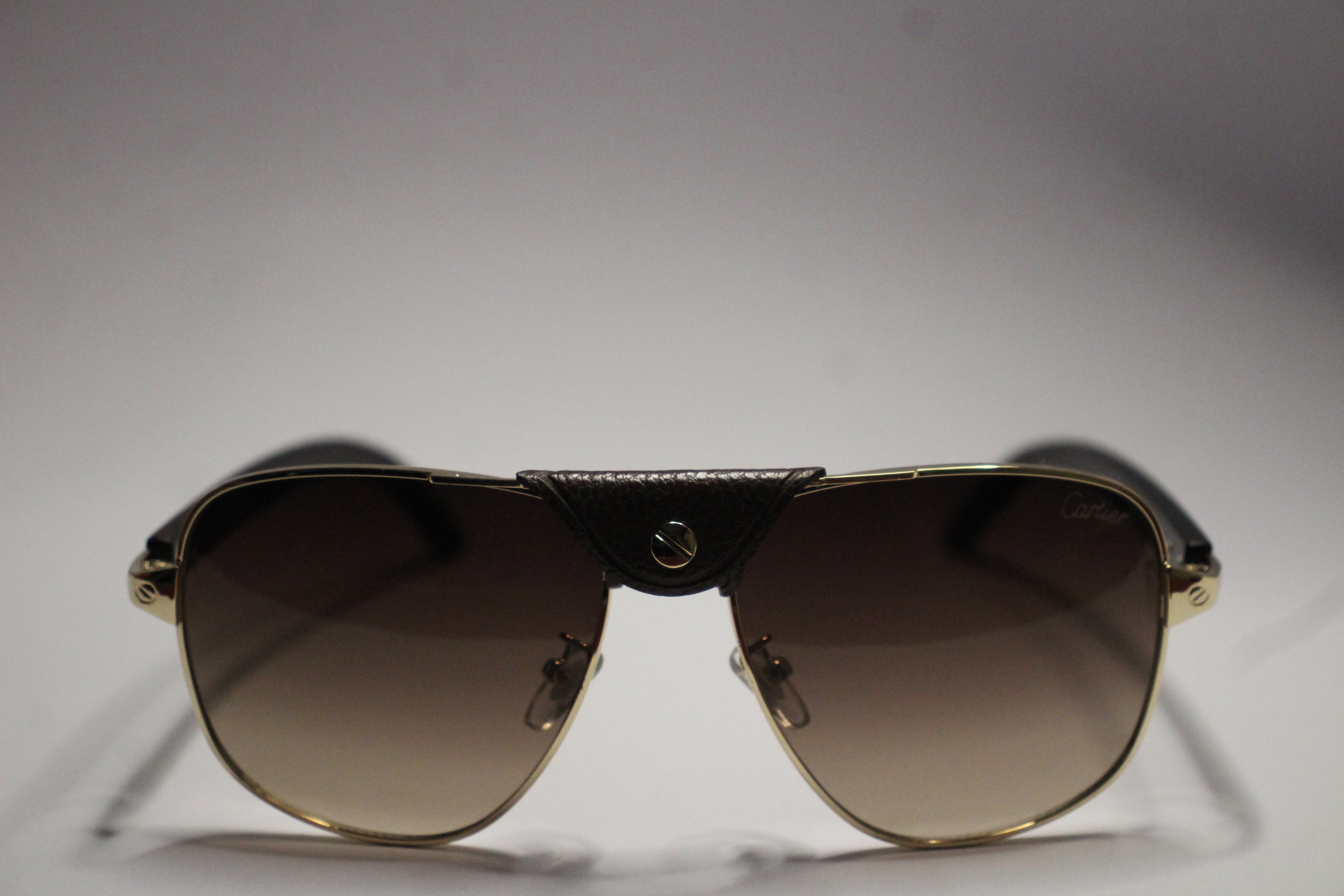 Cartier Gold Aviator Sunglasses – Leather button strap Edition