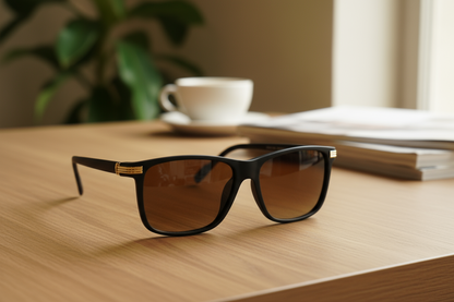 Cartier Black Edition- Brown Lenses – Matte Frame with Gold Detailing Sunglasses