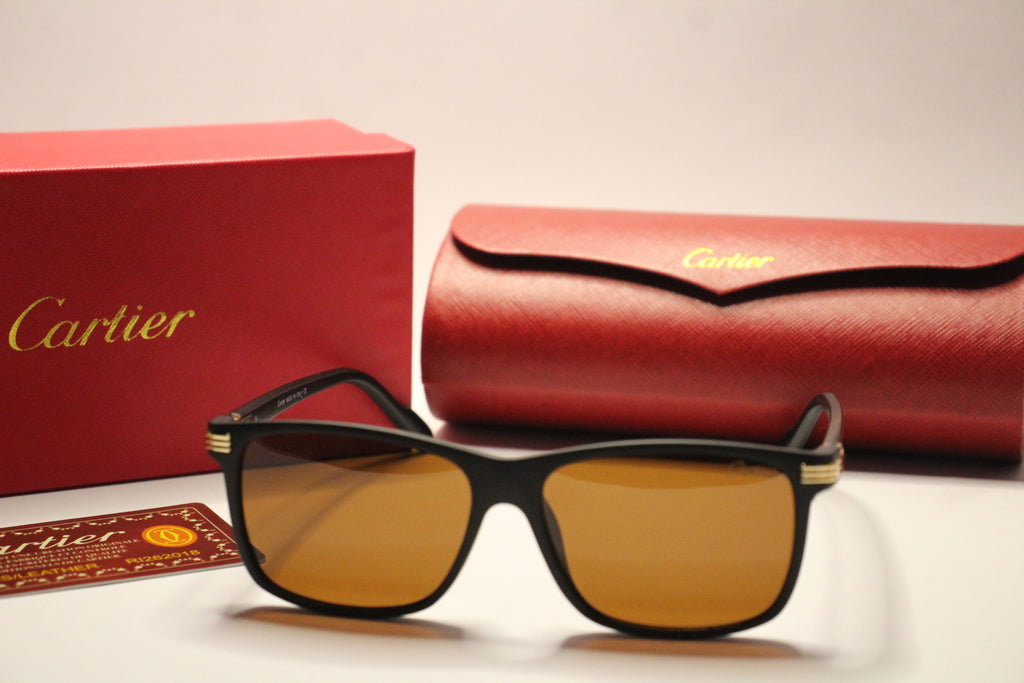 Cartier Black Edition – Matte Frame Sunglasses with Gold Detailing