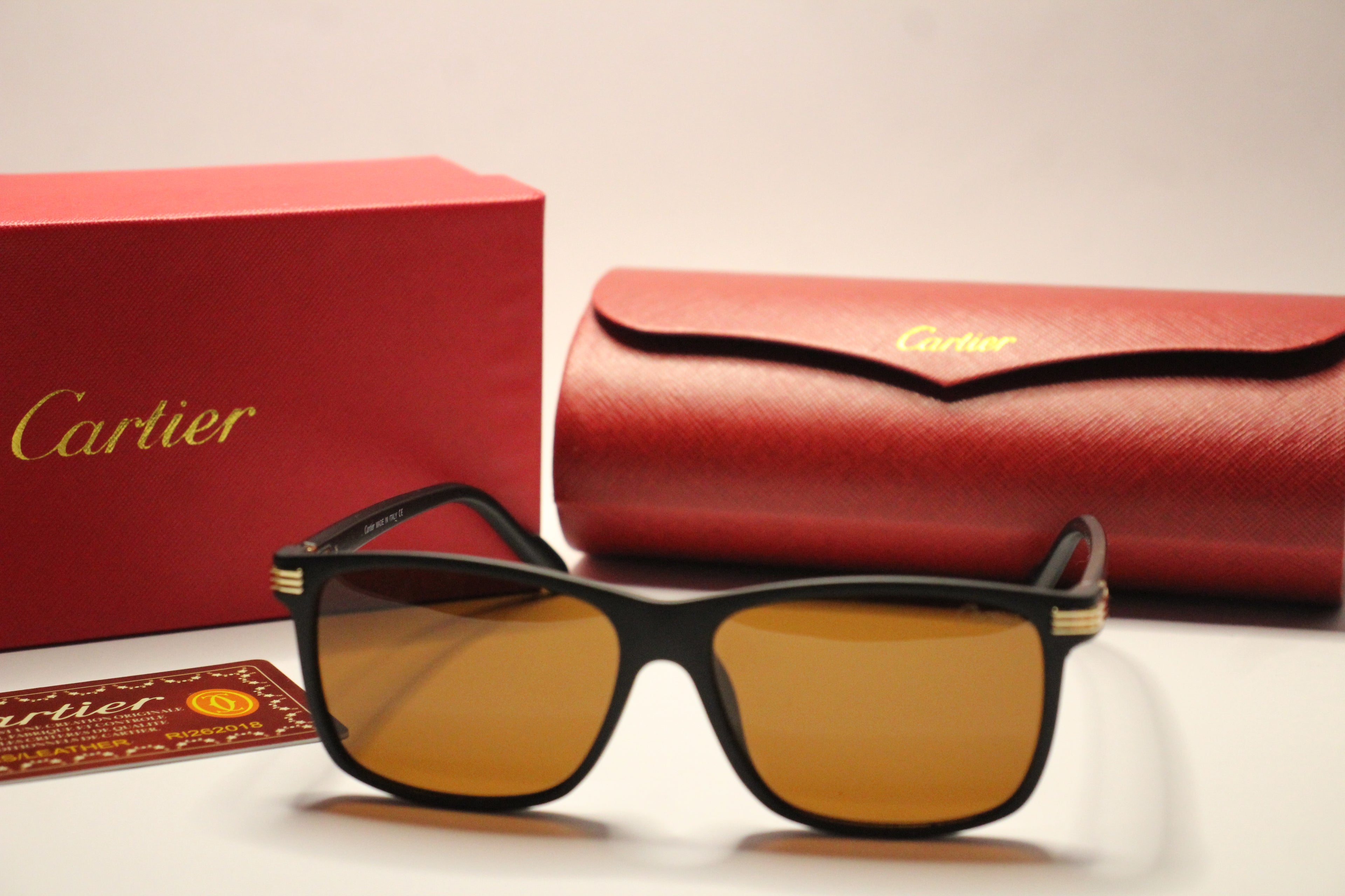 Cartier Black Edition – Matte Frame Sunglasses with Gold Detailing